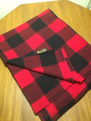 Vintage Woolrich Pearce Red Black Buffalo Plaid Blanket 72 X 80” Wool