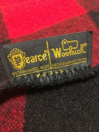 Vintage Woolrich Pearce Red Black Buffalo plaid Blanket 72 X 80” Wool 2