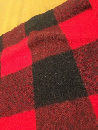 Vintage Woolrich Pearce Red Black Buffalo plaid Blanket 72 X 80” Wool 3