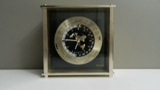 Vtg Seiko Quartz Desk Mantle World Time Zone Clock W/ Airplane 2nd Hand Brass 85