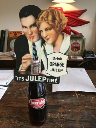 1930’s - 40’s Orange Julep Soda Cardboard Bottle Topper Advertisement
