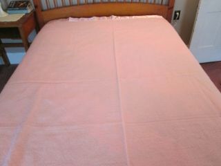 FARIBO WOOL Blanket Satin Binding Pink Full Double Bed Size Vintage Near 3