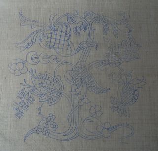 Vintage Linen Panel Jacobean Crewelwork Pattern To Hand Embroider Transfer Print
