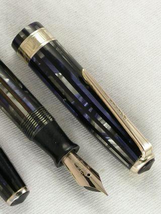 Vintage 1941 Striped Duofold Parker Vacumatic Fountain Pen Double Jewels