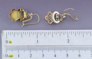 Elegant Victorian 10k Gold Seed Pearl Enamel Buckle Earrings 3