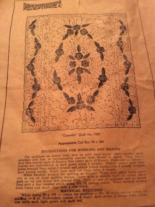 Vintage Home Needlecraft Creations Appliqué Quilt Top Kit: Camellia