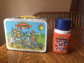 Vintage 1977 The Fantastic World Of Hanna - Barbera Metal Lunch Box W/thermos