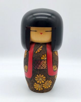 6.  4 Inch Japanese Vintage Wooden Sosaku Kokeshi Doll Signed/cute Kimono Girl