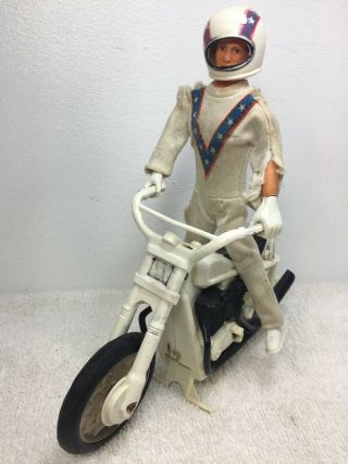 Vintage Ideal Evel Knievel Stunt Cycle W/ Figure 1970 