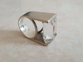 Norway Uni David Andersen 925 Sterling Silver Ring With Crystal