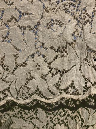 Farmhouse Vintage Quaker Lace Old Table Cloth Holiday Christmas 68x94 3