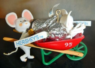 Hallmark 1995 Keepsake Ornament Delivering Kisses Mice Hersheys Kisses
