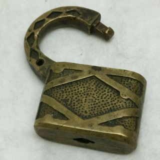 Vintage Ornate Brass Pad Lock With No Key