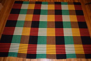 Vintage 40s Wool Country Blanket 86.  5 X 68.  5 Didas Deken Holland Multi Color