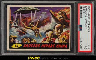 1962 Topps Mars Attacks Saucers Invade China 15 Psa 5 Ex (pwcc)