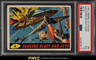 1962 Topps Mars Attacks Saucers Blast Our Jets 4 Psa 5 Ex (pwcc)