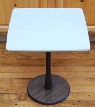 Vintage Mid Century Modern Eames Small Table Formica Woodgrain