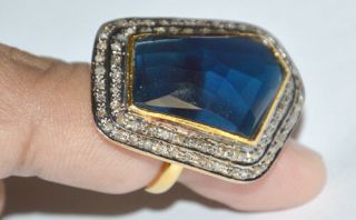 Victorian Style 2.  01ct Rose Cut Diamond Sapphire Ring K.  B