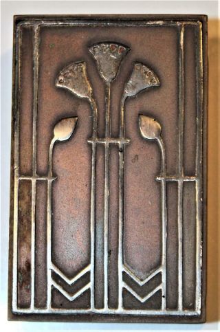 Antique Heintz Arts Crafts Bronze Sterling Silver Matchbook Cover,  Egyptian Motif