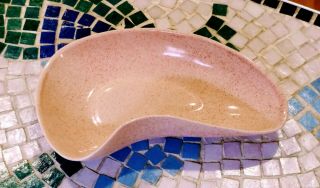 Vintage Eames Atomic Boomerang Pink Ceramic Pottery Ashtray Dish Bowl 1950s Old