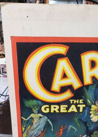 Vintage CARTER THE GREAT Weird Wonderful Wizard Magician Window Card Poster 2