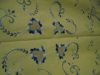 Madeira hand embroidered large lemon tablecloth with cut work & 4 napkins 3