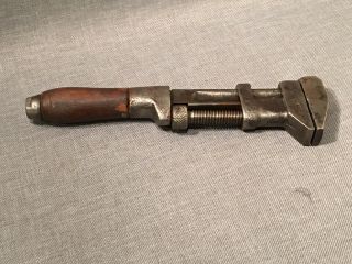 Vintage Wood Handle 10 " Adjustable Monkey Wrench