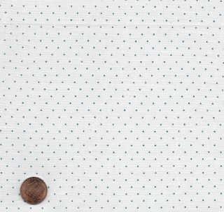 Antique Fabric 1880 - 1910 Blue Polka Dot On White Background