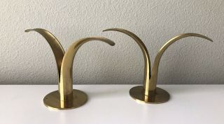 Vtg Brass Belli Malmo Sweden Candle Holders Mcm Lily Danish Modern