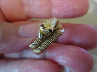 Antique Vintage English Victorian Mourning Ring Solid Gold Snake Ruby Eyes Old