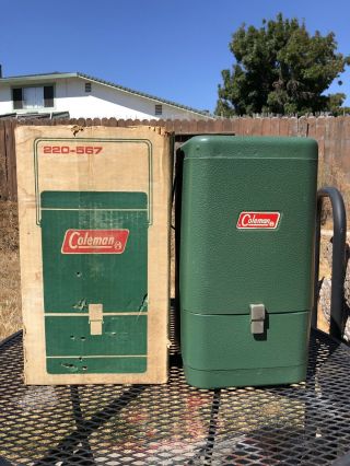 Vintage Coleman Metal Carrying Case Model 220 - 567 W/ Box