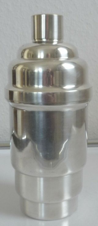 Huge French Art Deco Cocktail Shaker In Stepped Design Silverplated Model