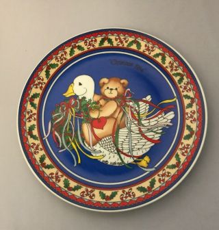 Lucy Rigg Christmas Celebration Plate Vintage 1984 Lucy And Me Swan Bear 9” K11