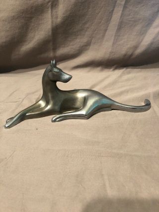 Vintage Art Deco Aluminum Dog Figural Statue Cast Metal