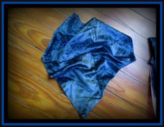 Exquisite Antique Edwardian Era Fine Silk Velvet Fabric Pc - Unique Teal Blue