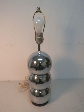 Vintage Chrome Ball Table Lamp 24 Inch Kovacs Modern Design 3 Stack