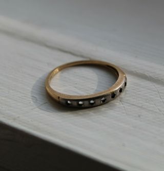 1940s Vintage Solid 14k Gold Palladium Wedding Ring Band Stone Settings 1940 