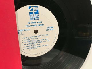 1966 Francoise Hardy Je Vous Aime LP 4Corners Kapp FCL - 4238 EX White Label Promo 2