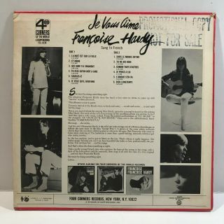 1966 Francoise Hardy Je Vous Aime LP 4Corners Kapp FCL - 4238 EX White Label Promo 3