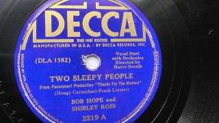 Bob Hope 78rpm Single 10 - Inch Decca Records 2219 Two Sleepy People