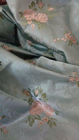 Delicieux Lge Panel Vintage French Silk Brocade Rose Bouquets & Acanthus