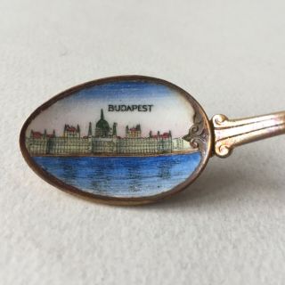 Vintage Budapest Hungarian Small Metal Enamel Souvenir Spoon