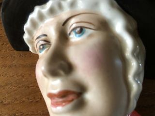 Vintage Art Deco hand painted Porcelain China lady wall mask face pocket plaque 3