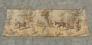 Vintage French Kids Playing Scene Tapestry 135x46cm (a629)