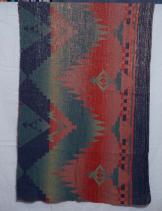 Vintage Beacon Camp Blanket,  Cotton,  Geometric Design,  Rare Ombre 35 " X 20 "