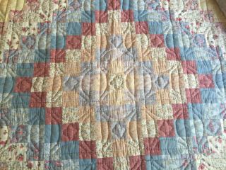 Hand Stitched Handmade Patchwork Cotton Quilt 87” X 70” Cottage Florals