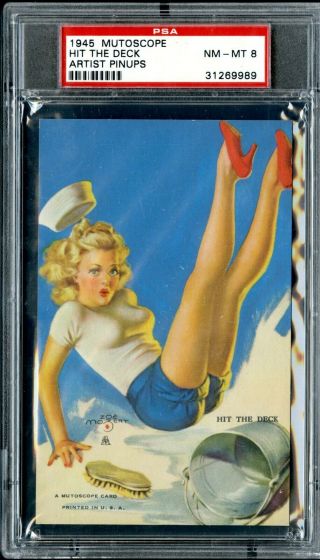 1945 Mutoscope Artist Pinups Arcade Card Psa Nm - Mt 8 " Hit The Deck " Sexy Leggy