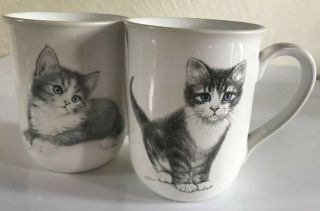 2 Otagiri Blue Eyed Kitten Coffee Tea Cocoa Mug Cup Set Jonahs Workshop Japan