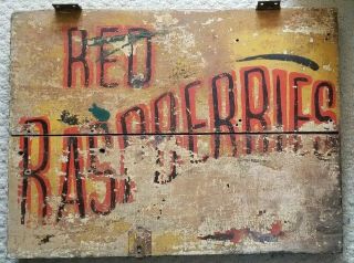 Antique Trade Sign - Farmstand Sign - Red Raspberries