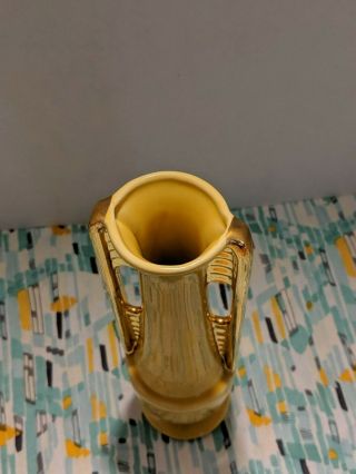Vintage Art Deco Shawnee Pottery Bud Vase USA 1178 yellow gold Skyscraper Vase 3